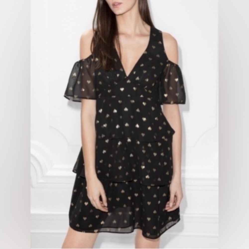 & Other Stories Black Heart Cold Shoulder Dress